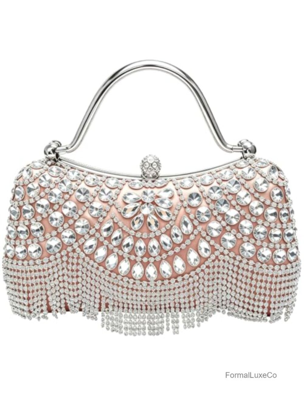 Fringe Rhinestone Clutch Sparkly Evening Bag with Chain Strap for Weddings Prom